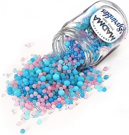 Sprinkles Mix Gender Reveal Madma (90g) – Decorazioni di Zucchero a Tema con Sferici Blu, Rosa e Celeste