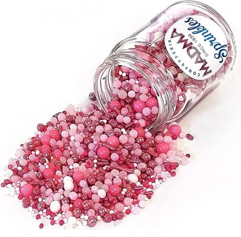 Sprinkles Mix Pink Shades Madma (90g) – Decorazioni di Zucchero Rosa, Argento e Bianco per Dolci e Biscotti