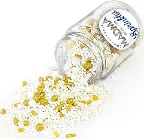 Sprinkles Mix White Christmas Madma (90g) – Decorazioni Natalizie Oro e Bianco per Dolci e Biscotti