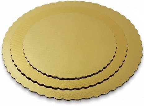 Piatto Ala in Cartoncino Oro (Ø26/34cm) – Disco Sottotorta Sottile Doppia Faccia di Spessore 0,15cm