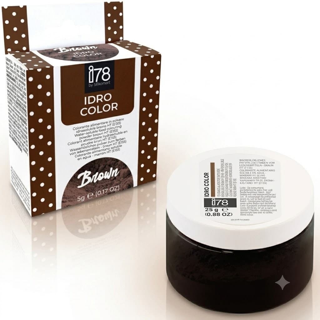 Idro Color Marrone i78-Silikomart (5/25g) – Colorante Alimentare Idrosolubile in Polvere per Impasti, Creme, Glasse e Gelati