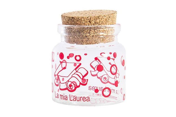 Barattolino portaconfetti con tappo in sughero laurea cm 4.5x4.5