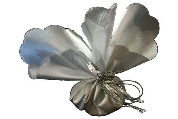 10 Veli Argento in raso quadrati con tirante 22 cm