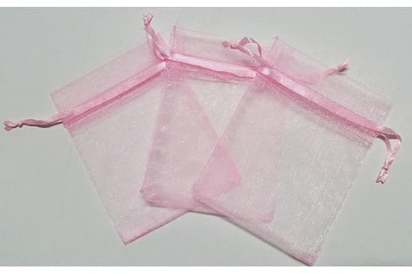 10 Sacchetti Rosa in organza per confetti