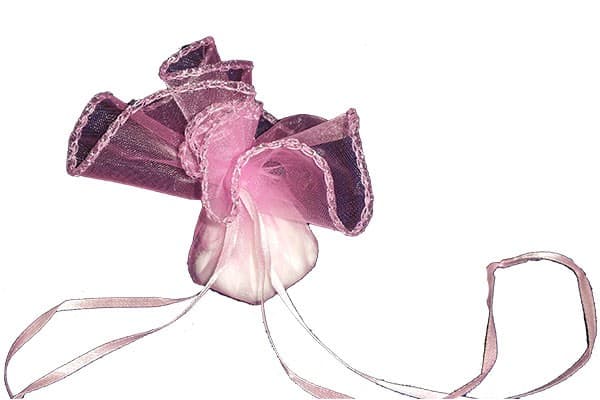 50 Veli Rosa in organza con laccetto e orlo in argento tondi da 24 cm