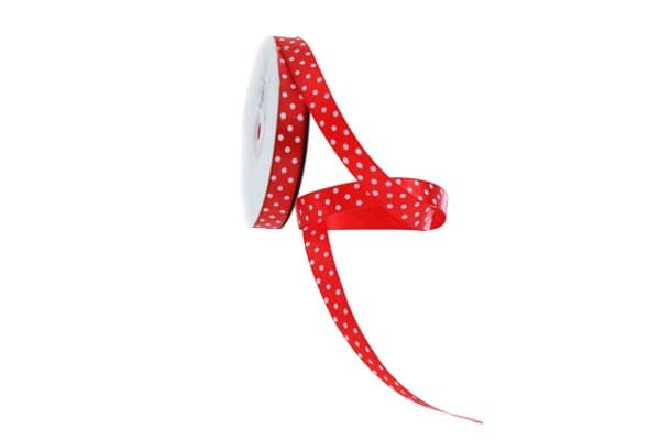 Nastro Doppio Raso Pois Rosso 10mmx23mt