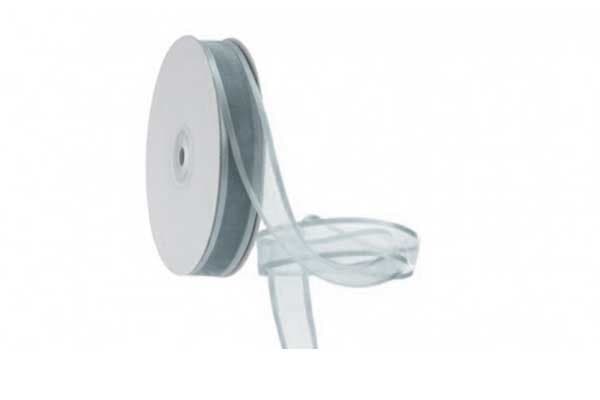 Nastro Argento in Organza bordato in Raso 20mmx30mt