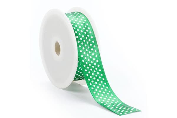 Nastro Doppio Raso Pois Verde 10mmx50mt