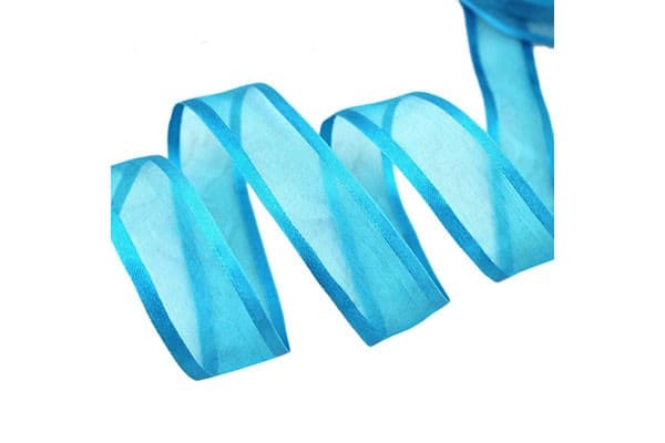 Nastro Turchese in Organza bordato in Raso 20mmx30mt