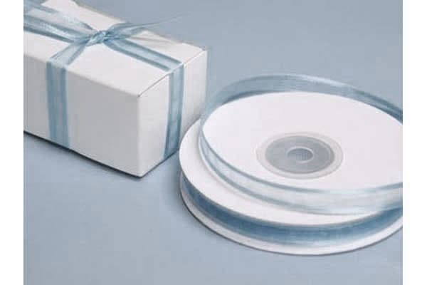 Nastro Azzurro in Organza bordato in Raso 20mmx30mt