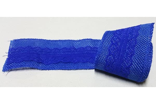 Nastro in juta con pizzo blu 5cmx2mt