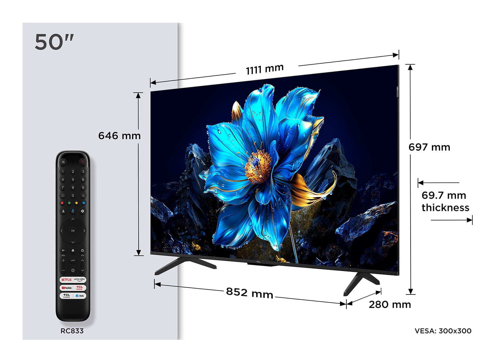 TCL P79K Serie Smart TV QLED 4K 50" 50P79K, Dolby Vision - Atmos, HDR10+, Google TV GARANZIA ITALIA