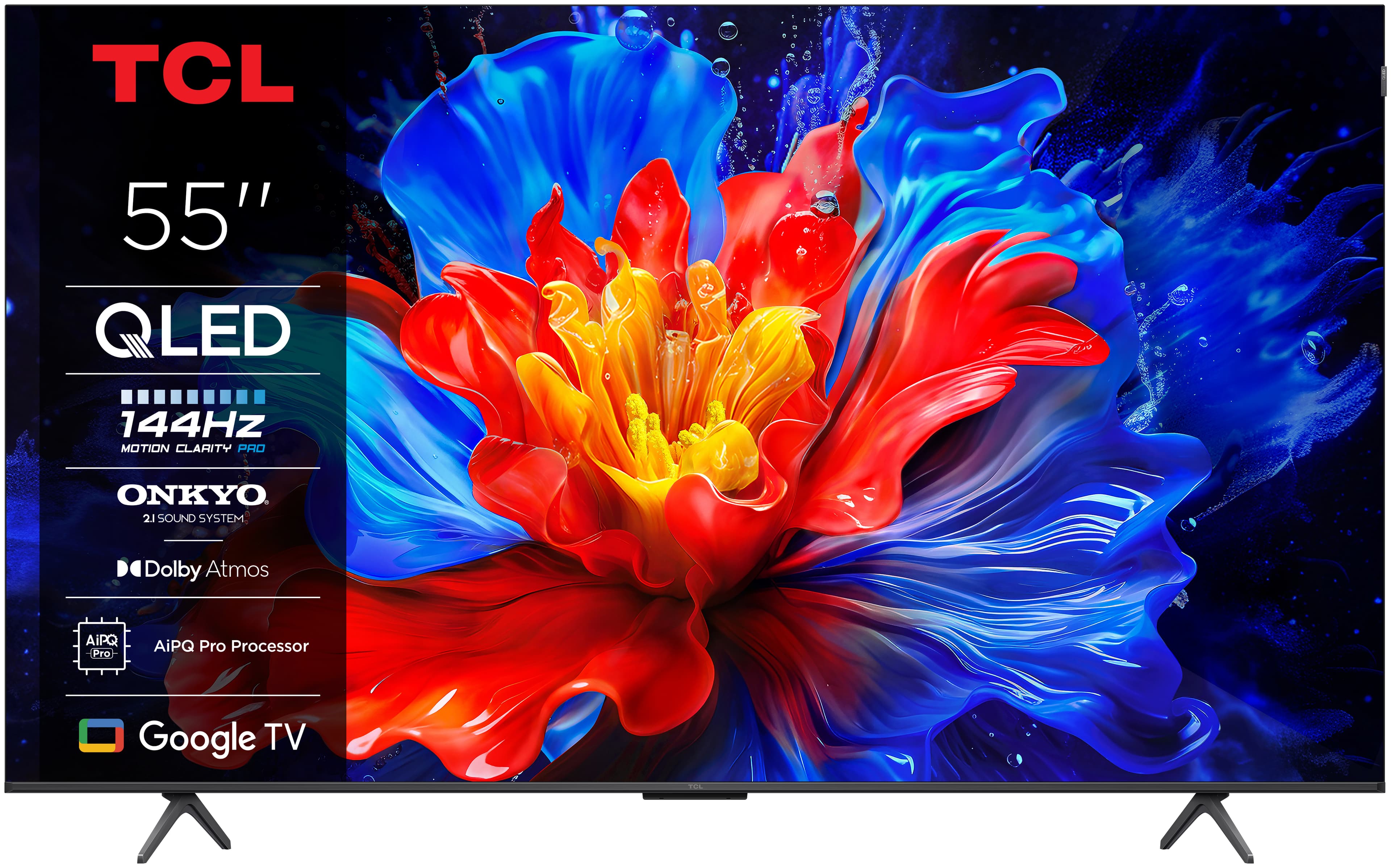 TCL P8K Serie Smart TV QLED 4K 55" 55P8K, 144Hz, audio Onkyo 2.1, Dolby Vision & Atmos, Google TV GARANZIA ITALIA