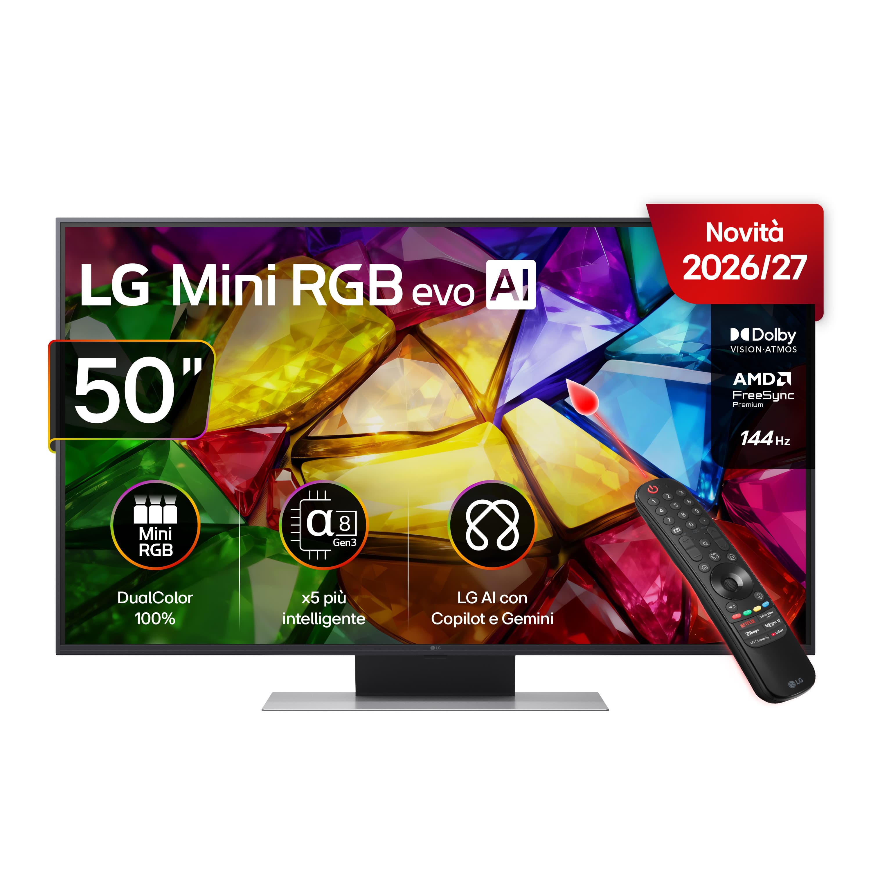 LG Mini RGB 50'' Serie MRGB87 50MRGB87B6B, 4K, RGB Primary Color Pro, Dolby Vision, Motion Booster 288, SMART TV 2026 GARANZIA ITALIA