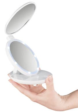 Macom Doppio specchio da borsetta luce led 7x e naturale per trucco Bianco GARANZIA ITALIA