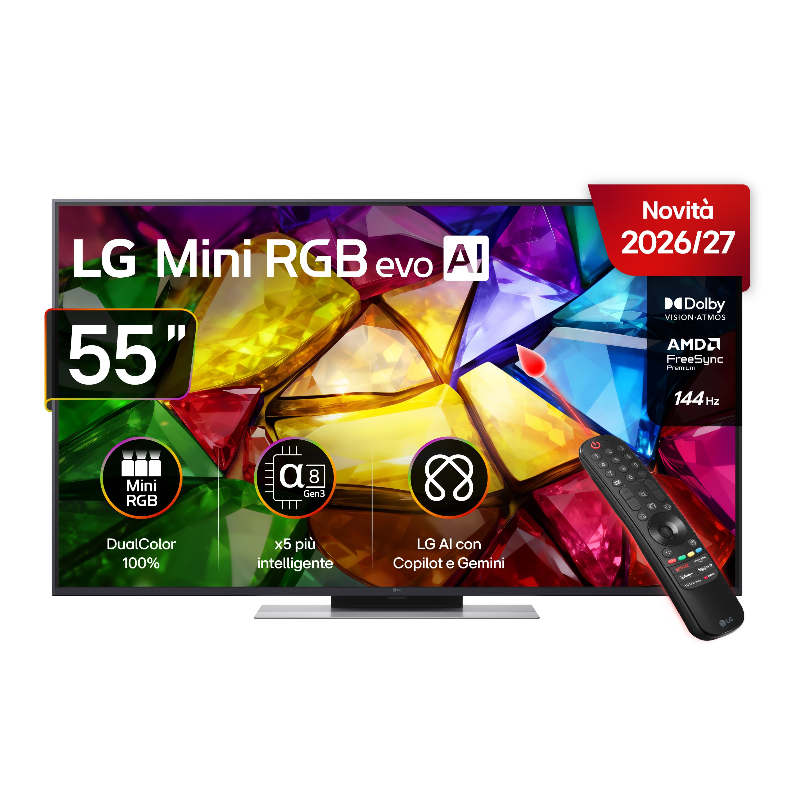 LG Mini RGB 55'' Serie MRGB87 55MRGB87B6B, 4K, RGB Primary Color Pro, Dolby Vision, Motion Booster 288, SMART TV 2026 GARANZIA ITALIA