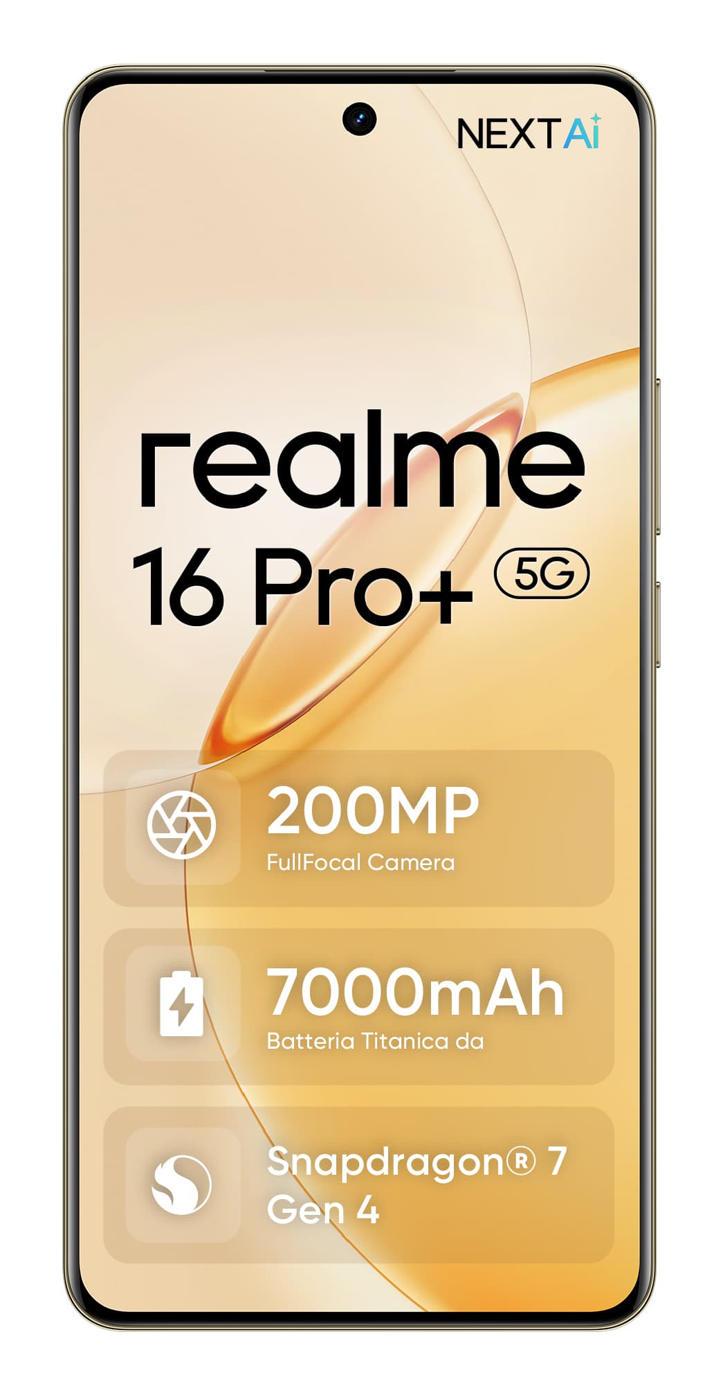 realme 16 Pro+ 17,3 cm (6.8") 5G USB tipo-C 12 GB 512 GB 7000 mAh Oro GARANZIA ITALIA