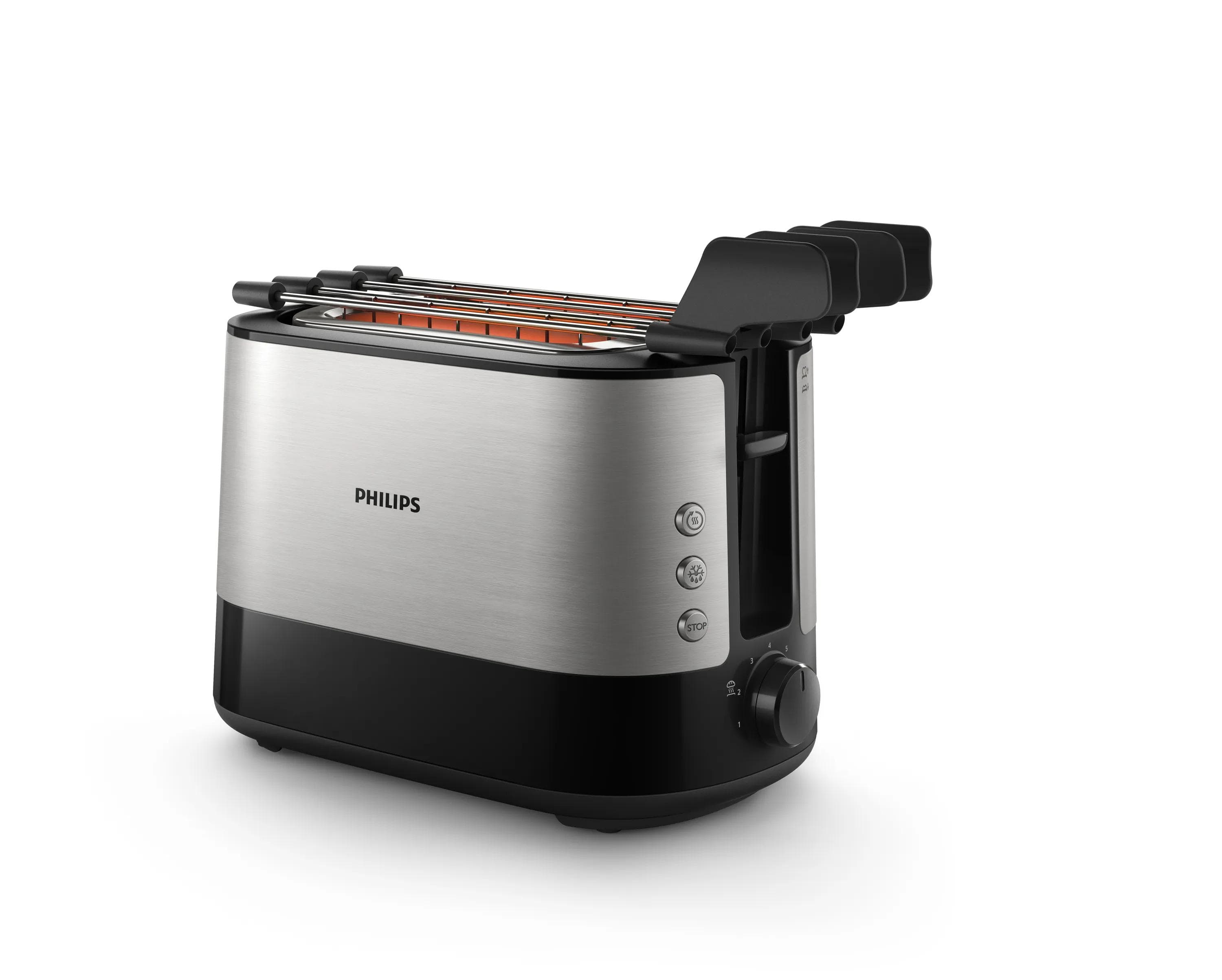 Philips Viva Collection Tostapane HD2639/90, 730W, 2 pinze, 7 livelli di tostatura, vassoio raccogli briciole GARANZIA ITALIA