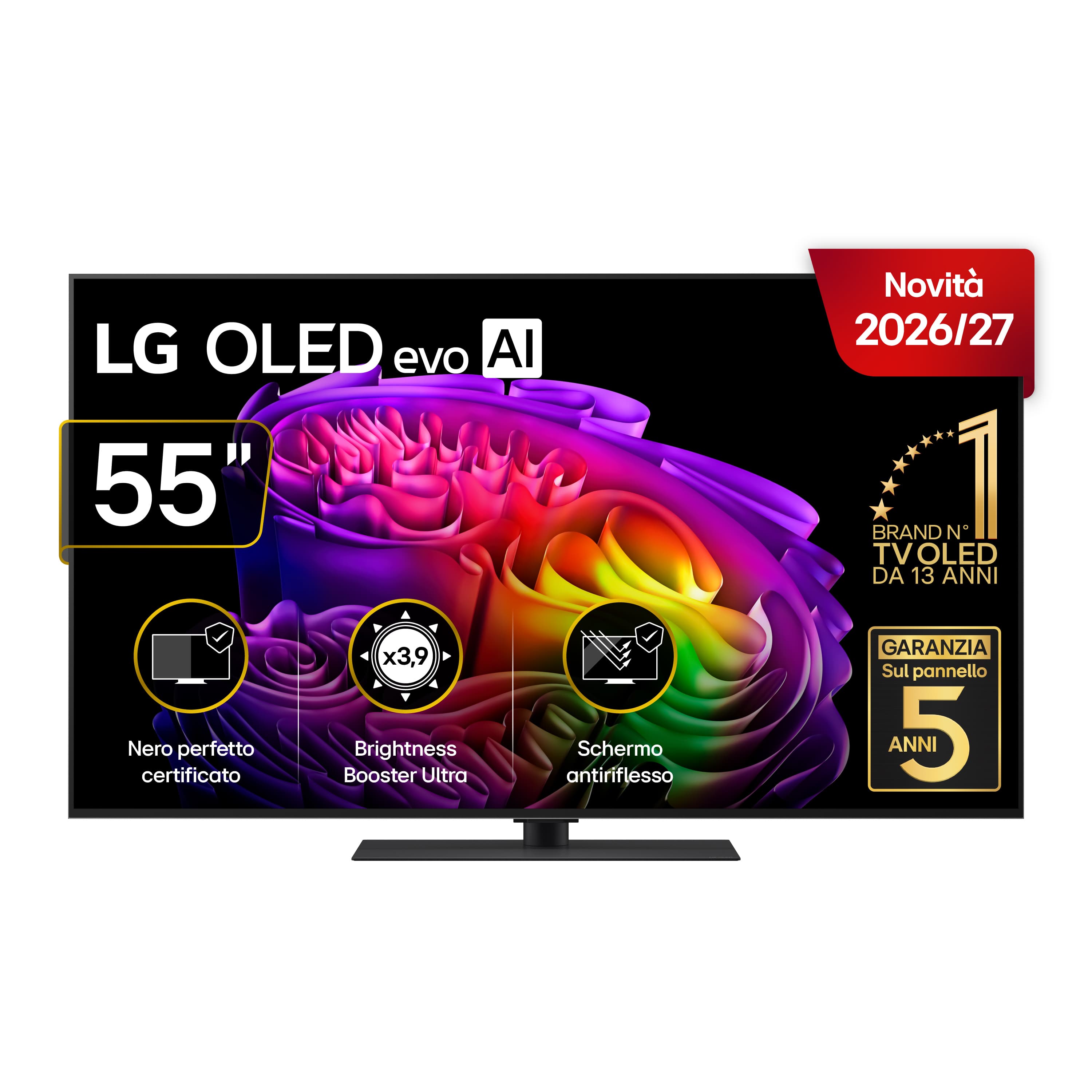 LG OLED evo AI 55'' Serie G6S OLED55G66LS, 4K, Hyper Radiant Color, Processore α11 Gen3, VRR 165Hz,G-Sync, SMART TV 2026 GARANZIA ITALIA