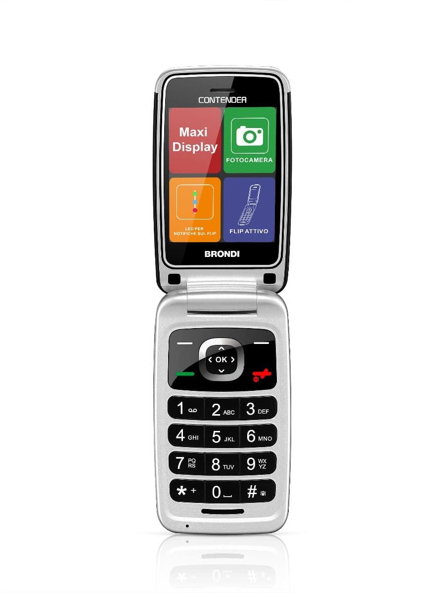 Brondi Contender 7,62 cm (3") Nero Telefono per anziani GARANZIA ITALIA