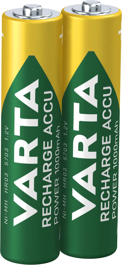 Varta Recharge Accu Power AAA 1000 mAh Blister da 2 (Batteria NiMH Accu Precaricata, Micro, ricaricabile, pronta all'uso) GARANZIA ITALIA