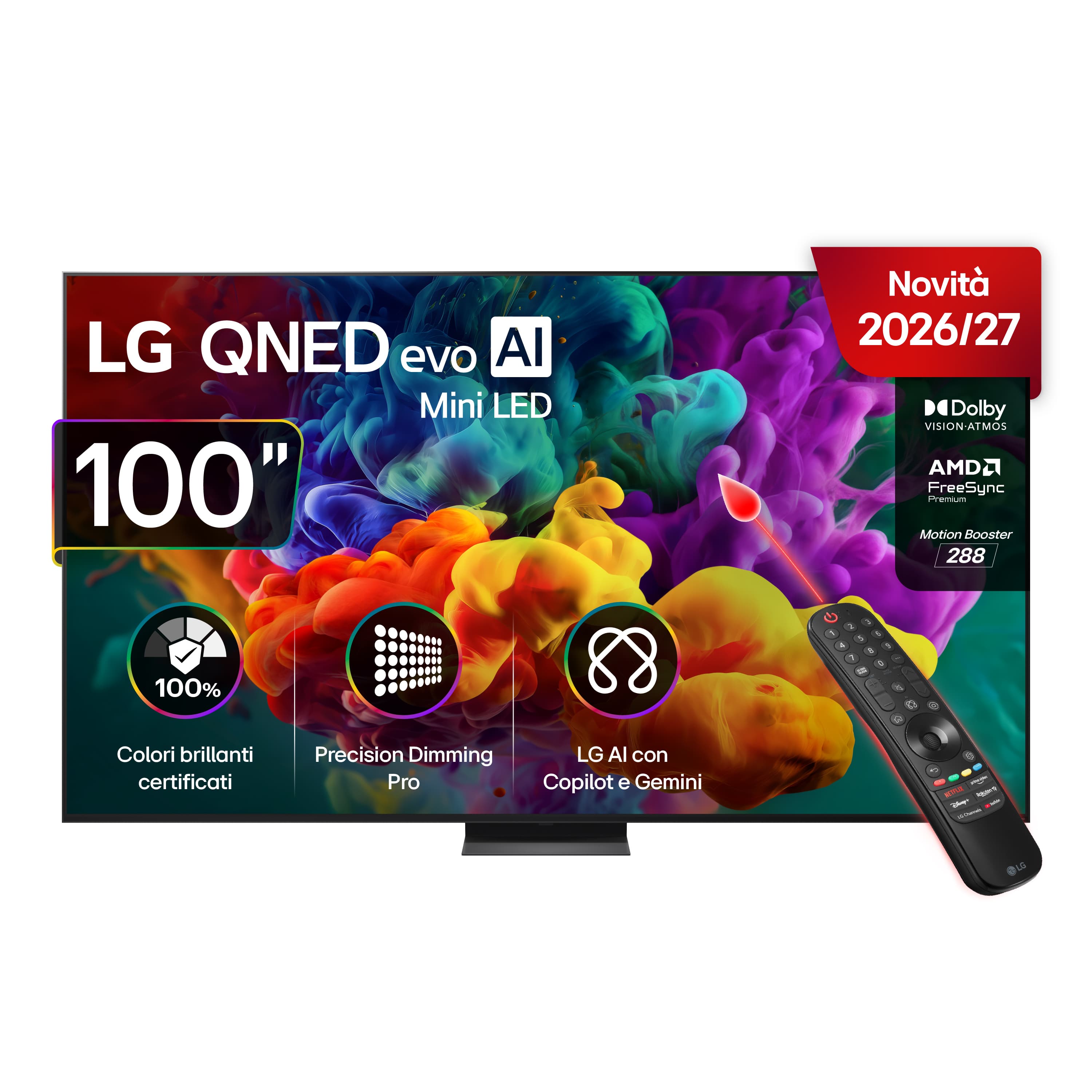 LG QNED evo AI MiniLED 100'' Serie QNED87B 100QNED87B6, 4K, Dolby Vision, Processore α8 Gen3, VRR 144Hz, SMART TV 2026 GARANZIA ITALIA