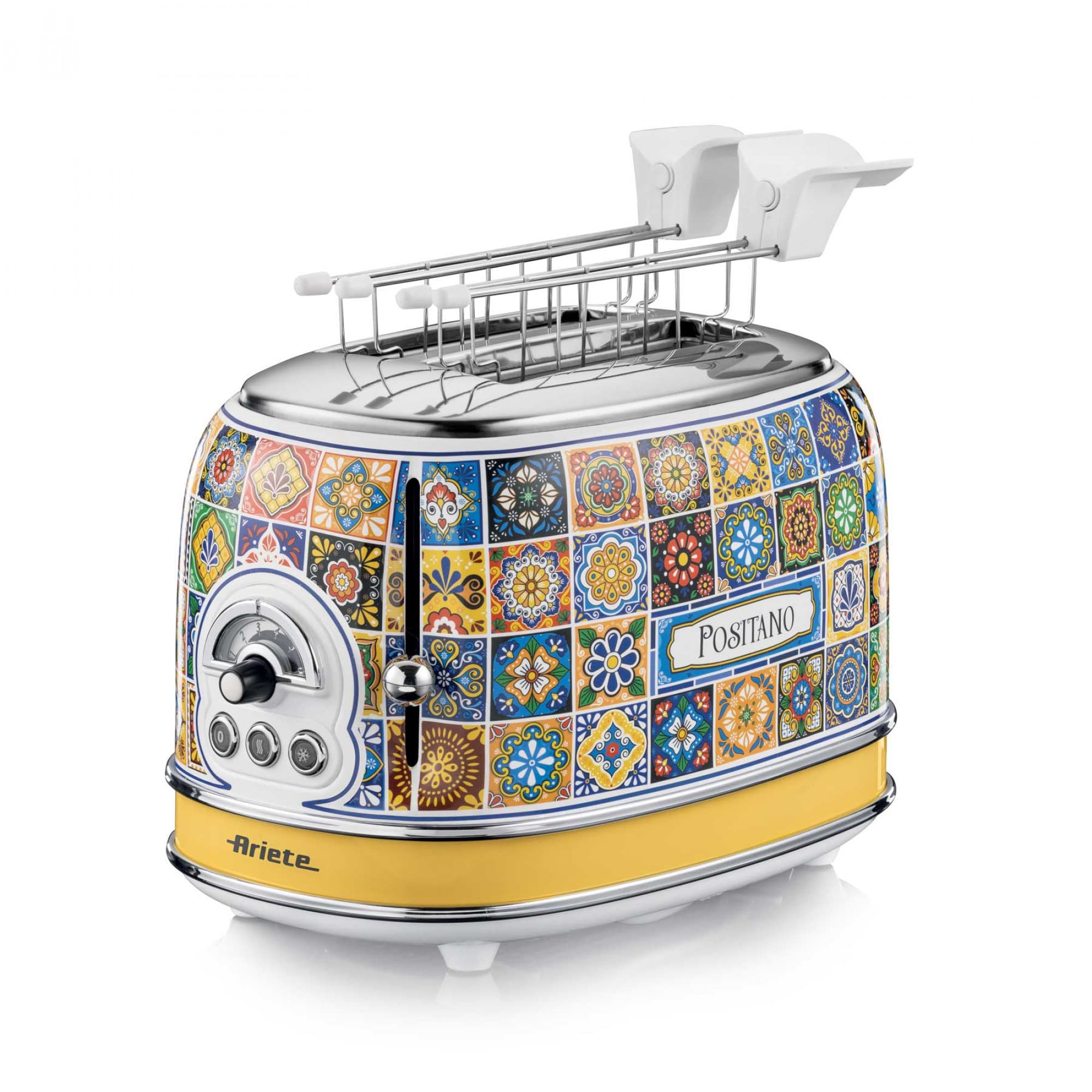 Ariete 155 Tostapane Positano, 810W, 2 fette, 6 livelli di doratura, Vassoio raccogli briciole, Funzione defrost, Espulsione automatica GARANZIA ITALIA