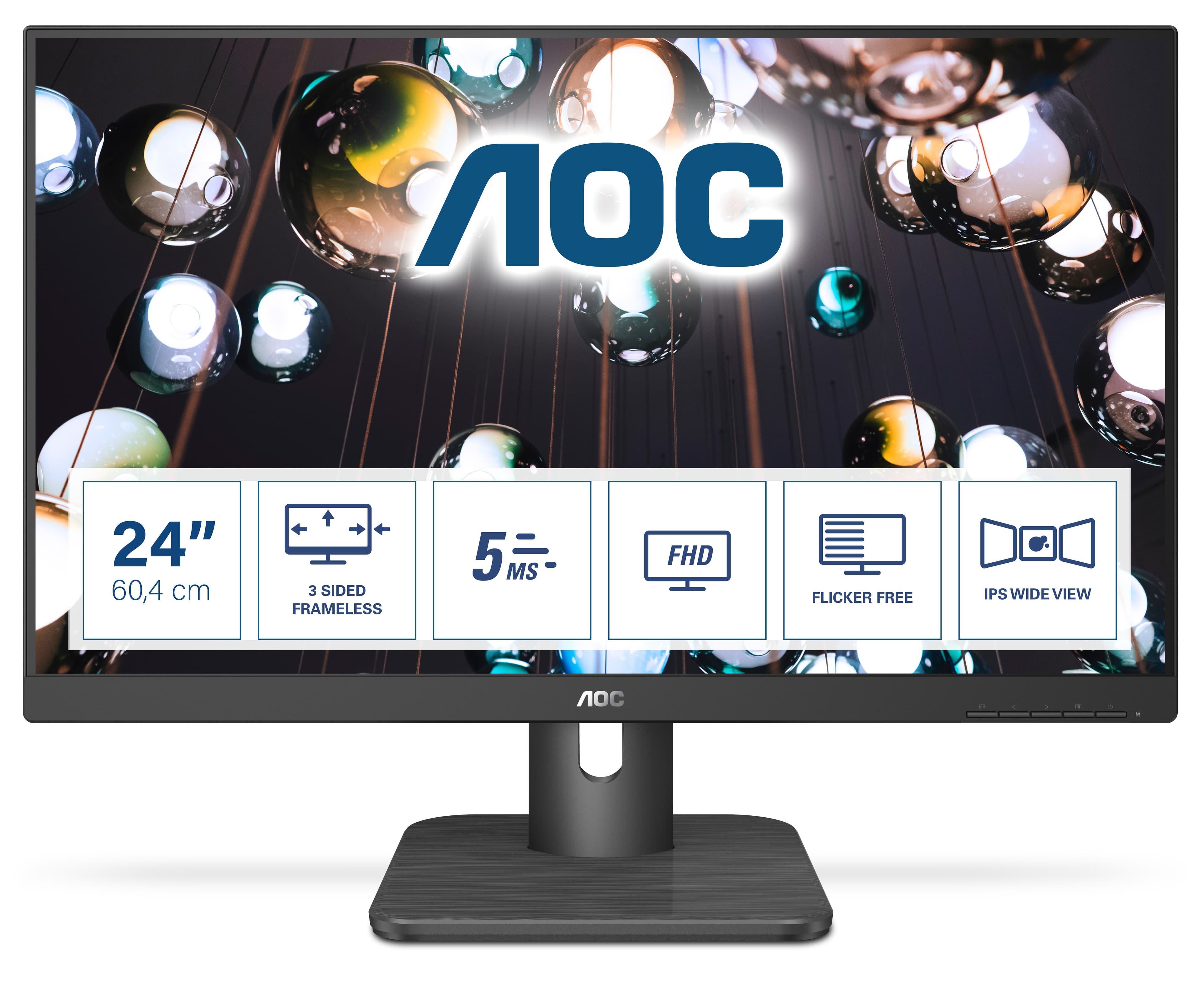 AOC E1 24E1Q Monitor PC 60,5 cm (23.8") 1920 x 1080 Pixel Full HD LED Nero GARANZIA ITALIA