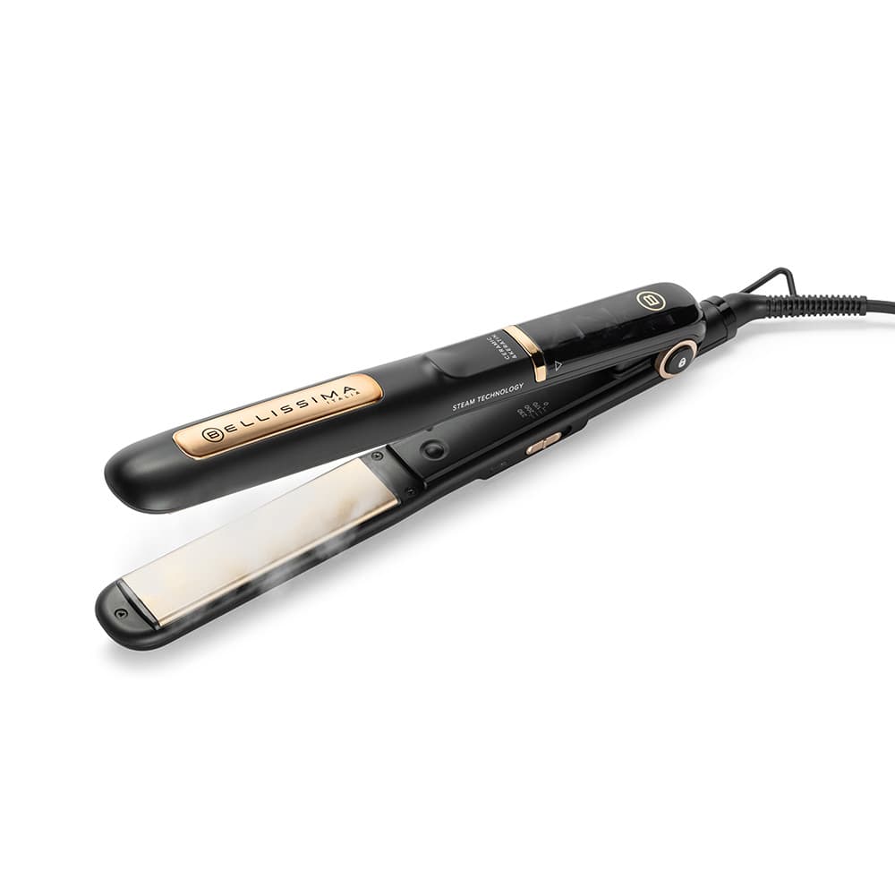 Bellissima Imetec Steam Ceramic & Keratin, Piastra per capelli a vapore, liscio a lungo, protezione dal calore, 3 temperature, Riscaldamento Rapido, Piastre Oscillanti, Autospegnimento GARANZIA ITALIA