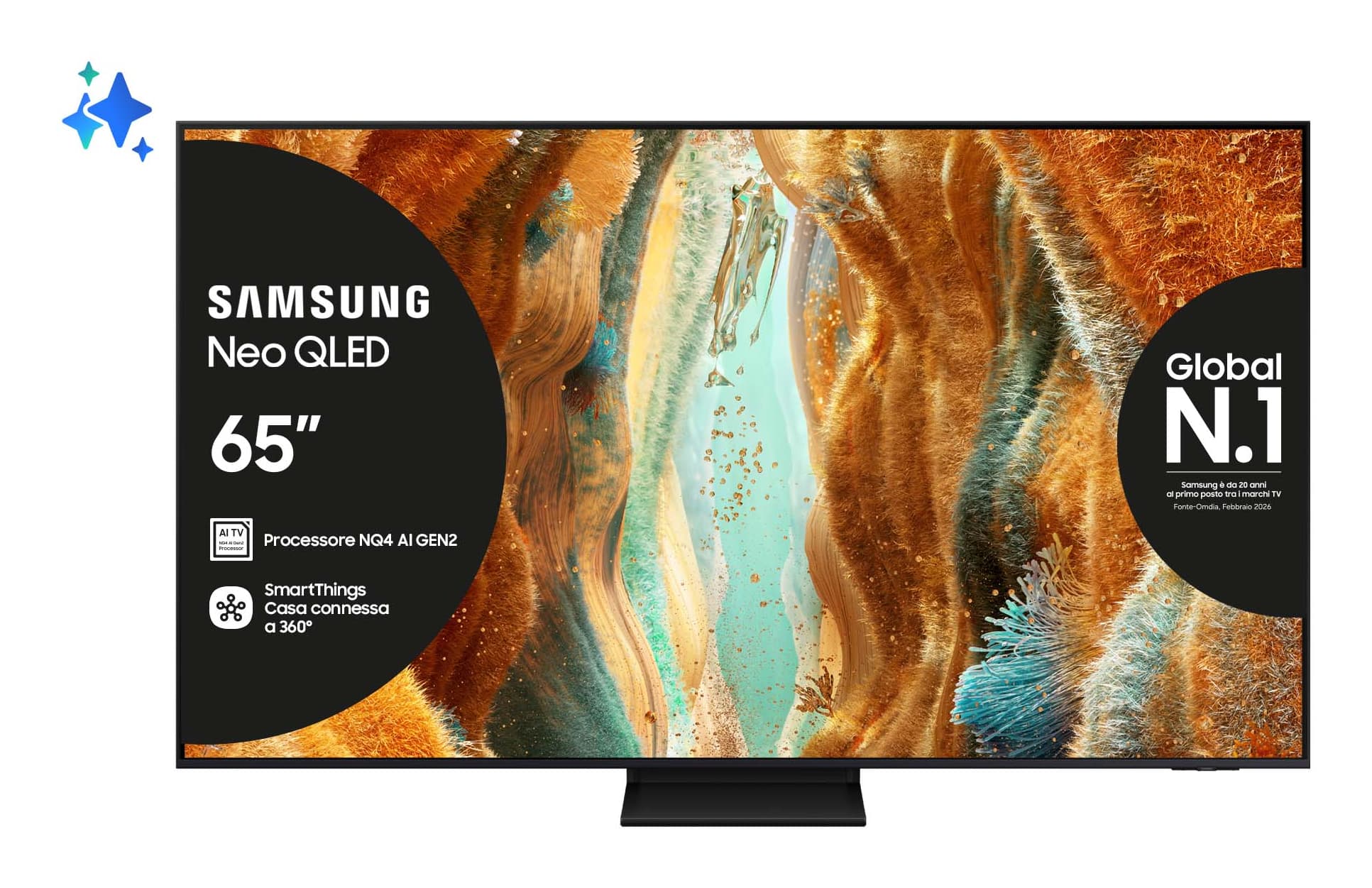 Samsung Neo QLED AI TV 65" QE65QN70FAUXZT 4K Mini LED, Processore NQ4 AI Gen2, 4K AI Upscaling, Motion Xcelerator 144Hz, Neo Quantum HDR, OTS Lite, AirSlim Design, Vision AI Smart TV, 2025 GARANZIA ITALIA
