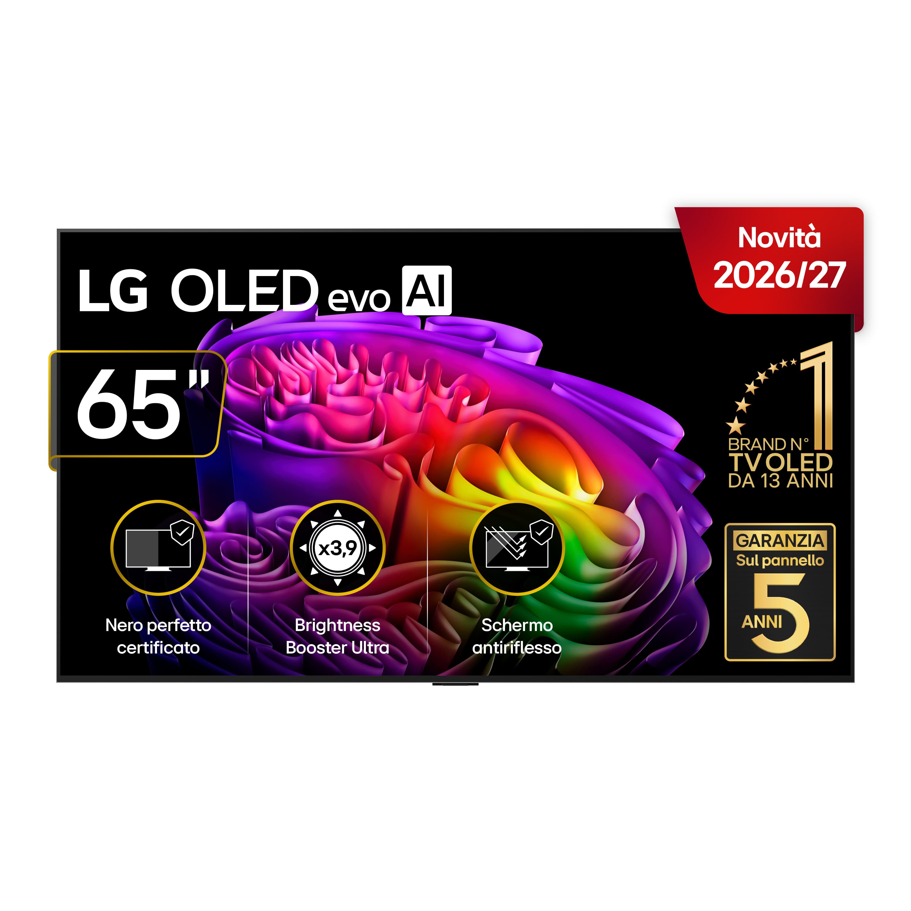 LG OLED evo AI 65'' Serie G6 OLED65G64LW, 4K, Hyper Radiant Color, Staffa a filo muro inclusa, G-Sync, SMART TV 2026 GARANZIA ITALIA
