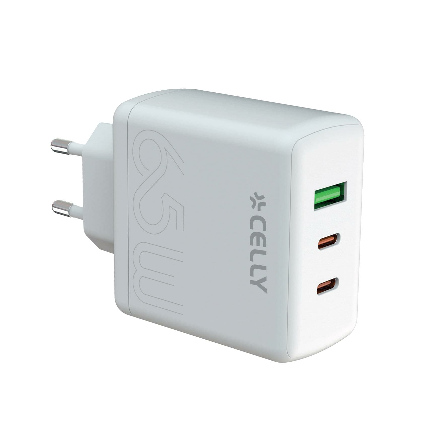 Celly TC3GAN65WEVOWH Caricabatterie per dispositivi mobili Smartphone, Tablet Bianco AC Ricarica rapida Interno GARANZIA ITALIA