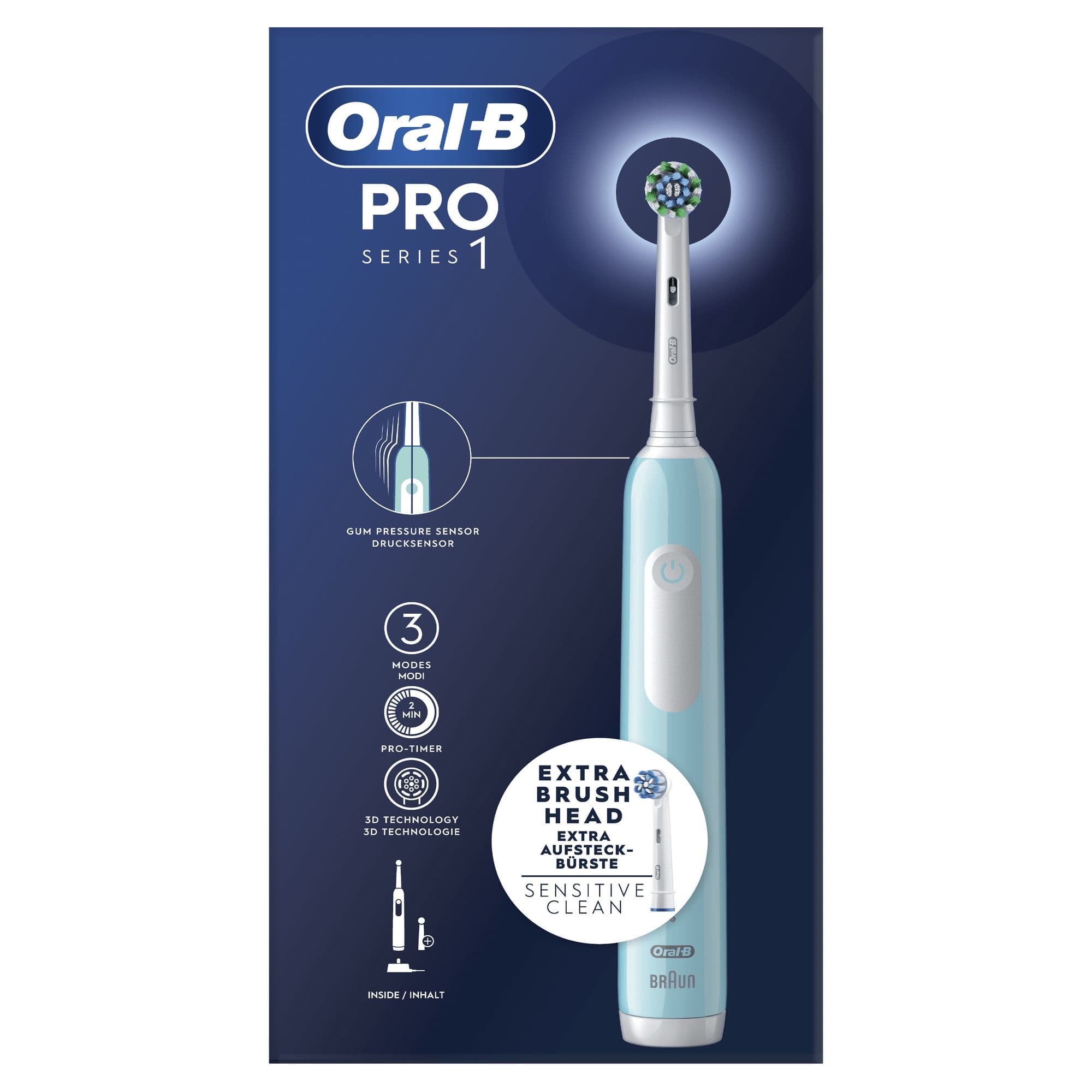 Oral-B Spazzolino Elettrico Ricaricabile Series 1 Blu con 2 Testine di Ricambio, 1 Spazzolino GARANZIA ITALIA