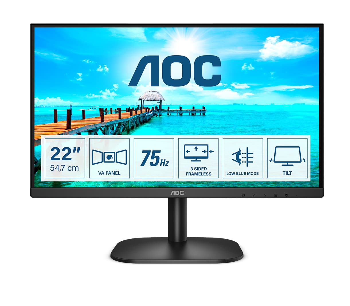 AOC B2 22B2H/EU Monitor PC 54,6 cm (21.5") 1920 x 1080 Pixel Full HD LED Nero GARANZIA ITALIA