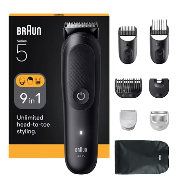 Braun Rifinitore All-in-One Series 5 9in1, Lama Ultra Affilata, Tecnologia SkinGuard, AIO5540, Nero GARANZIA ITALIA