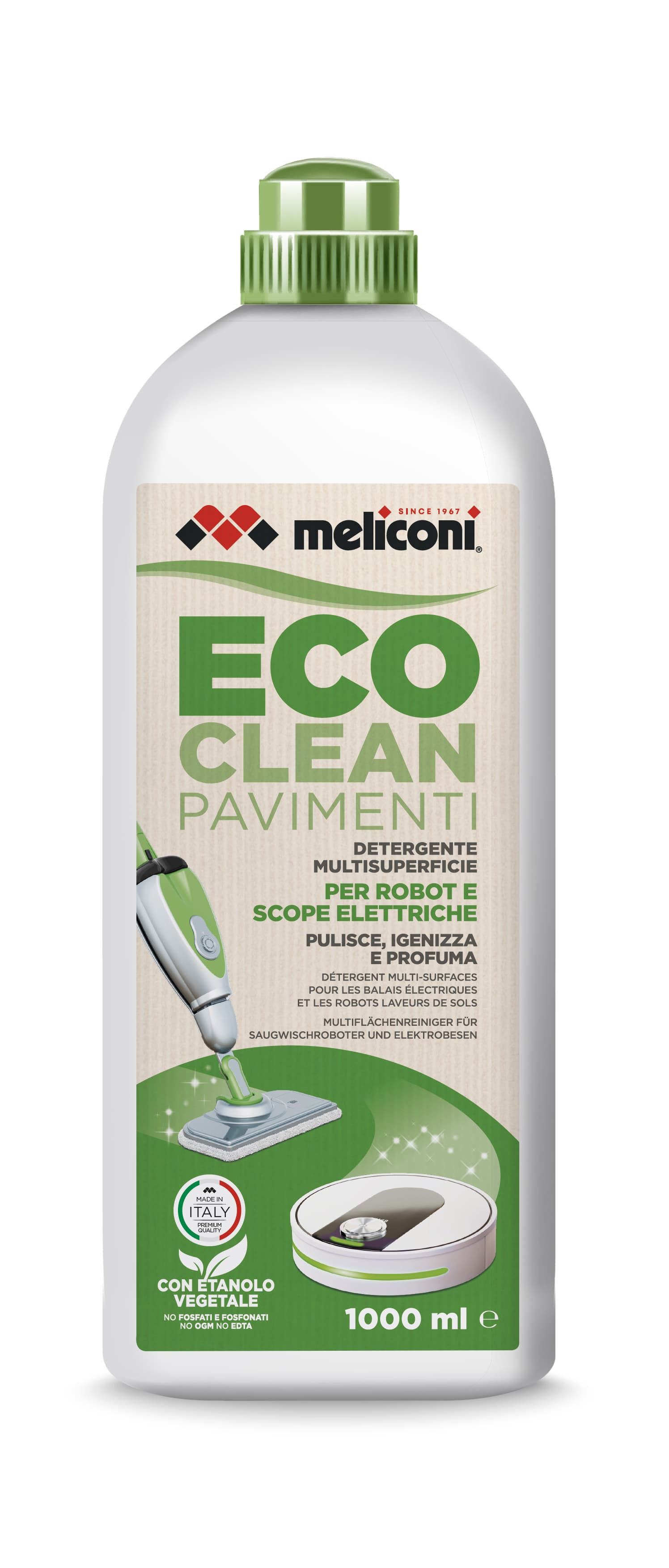 Meliconi - Eco clean pavimenti - Detergente per robot e scope elettriche GARANZIA ITALIA