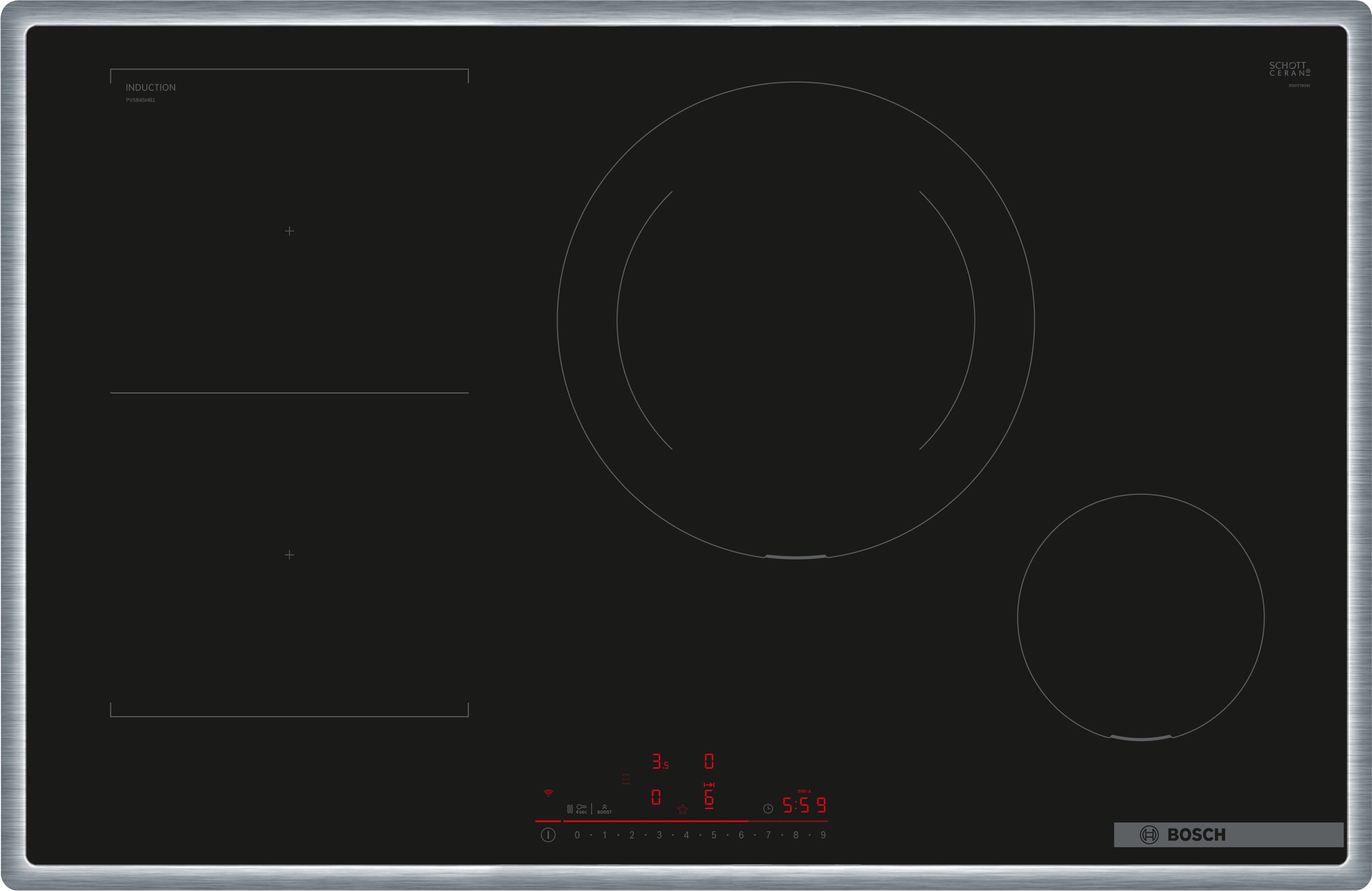 Bosch Serie 6 PVS845HB1E Piano cottura a induzione 80 cm CombInduction Nero GARANZIA ITALIA