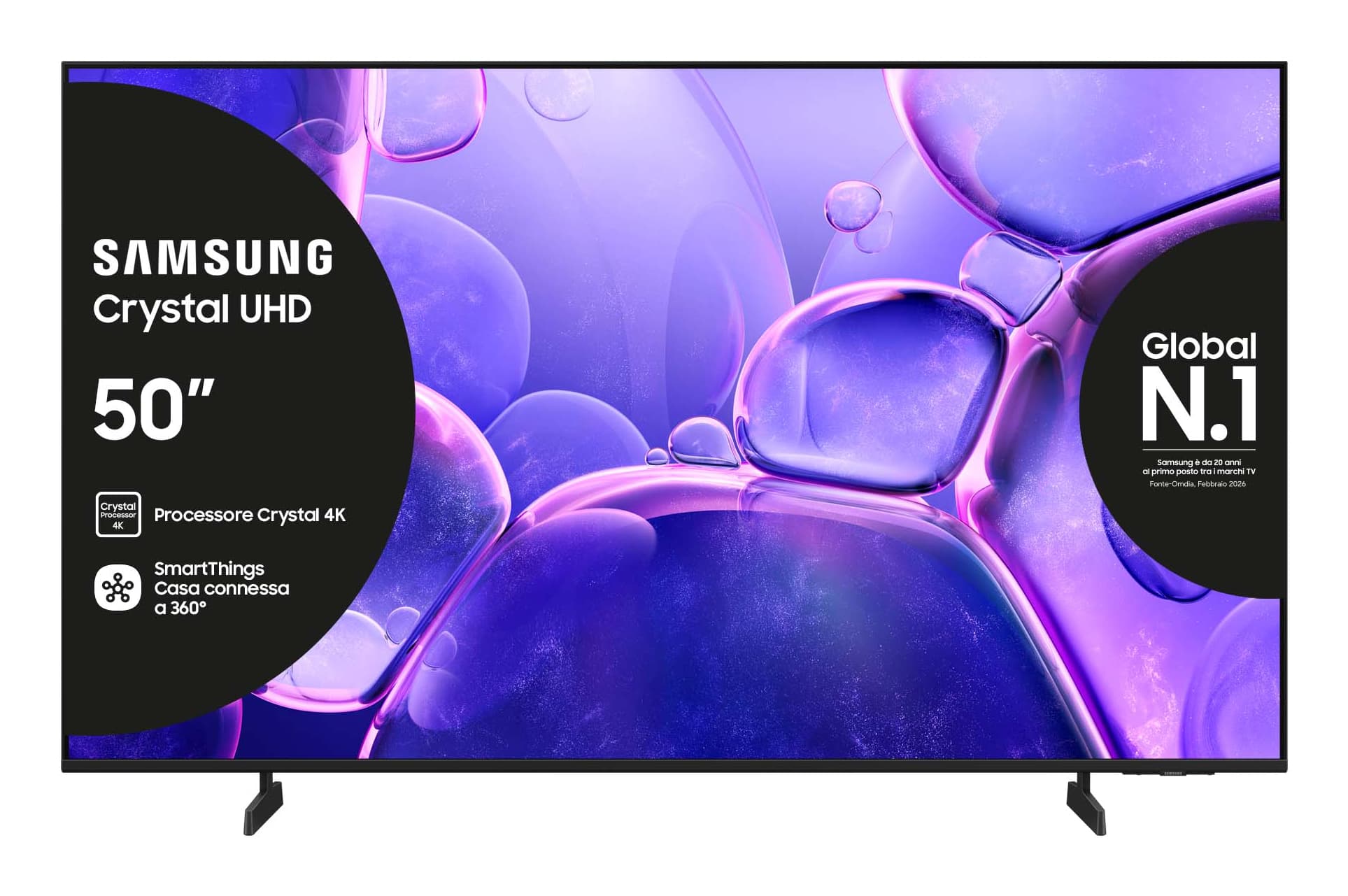 Samsung Crystal UHD 50" UE50U8000FUXZT 4K, Processore Crystal 4K, HDR, Smart Experience, OTS Lite & Adaptive Sound, Metal Stream Design, Smart TV, 2025 GARANZIA ITALIA
