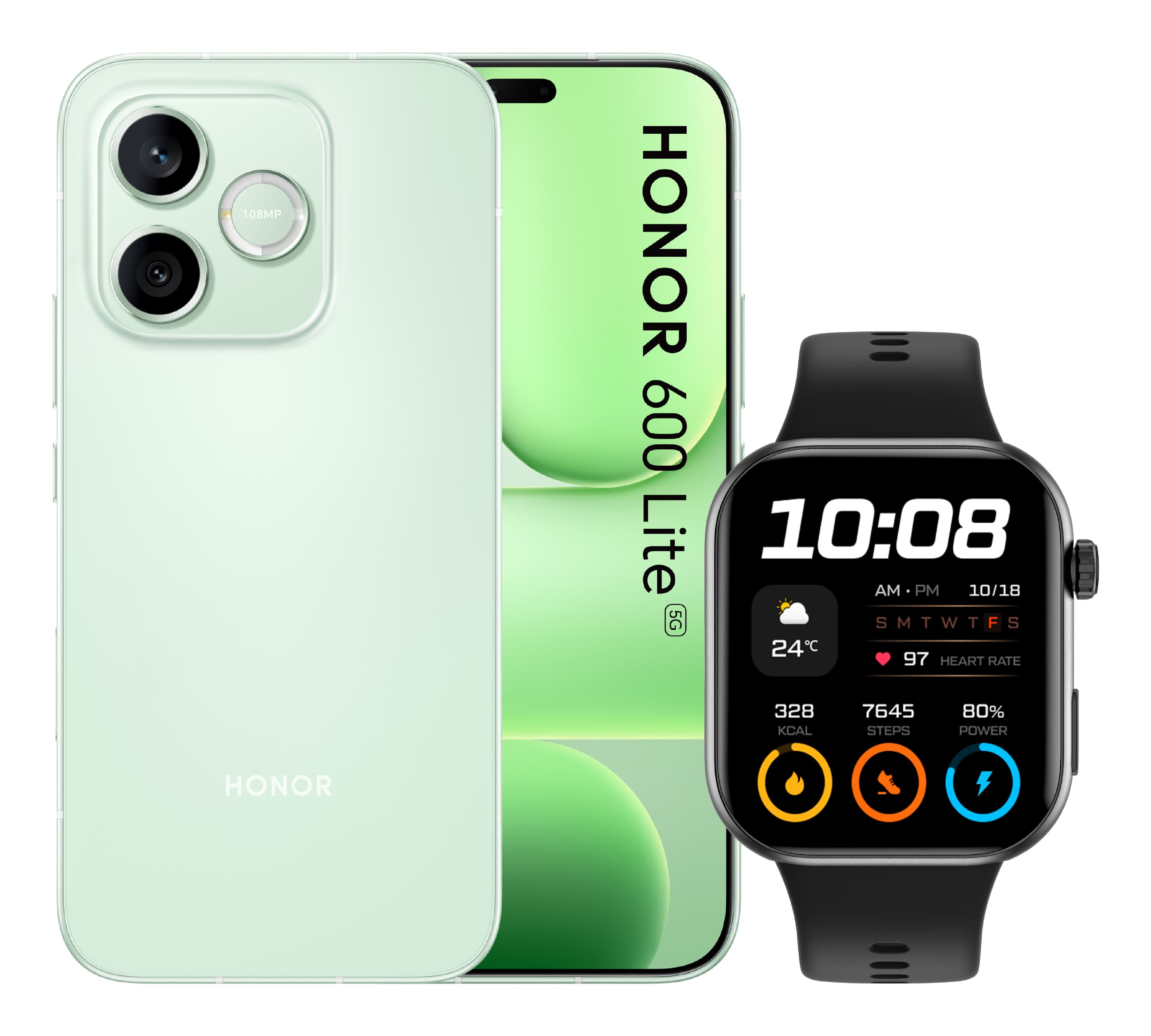 Honor BUNDLE 600 LITE 256GB S GREEN+WATCH 2i BLACK 16,8 cm (6.6") Doppia SIM 5G USB tipo-C 8 GB 6520 mAh Verde GARANZIA ITALIA