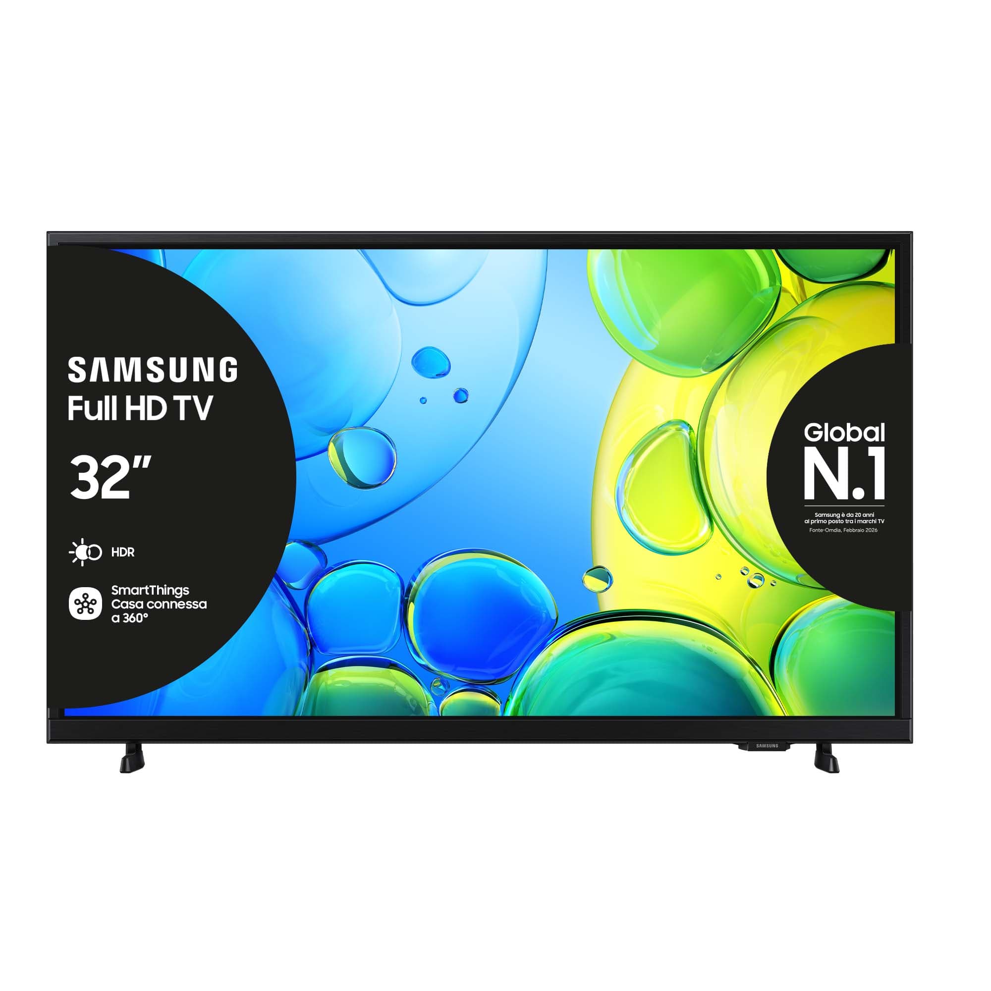 Samsung Full HD 32" UE32F6000FUXZT, Hyper Real Processor, HDR & Pur Color, Smart Experience, OTS Lite & Adaptive Sound, Slim Look Design, Smart TV, 2025 GARANZIA ITALIA