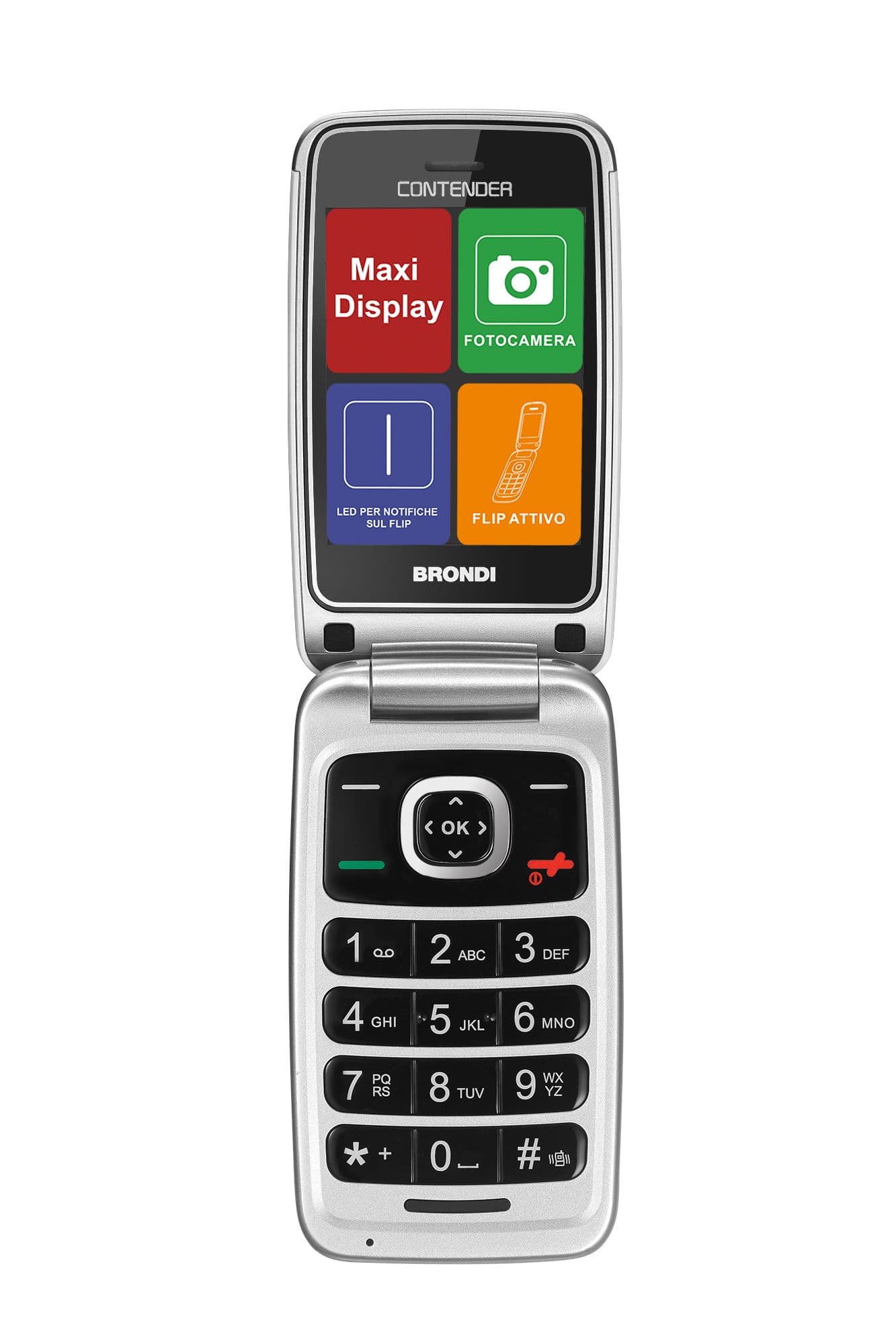 Brondi Contender 7,62 cm (3") Bianco Telefono per anziani GARANZIA ITALIA