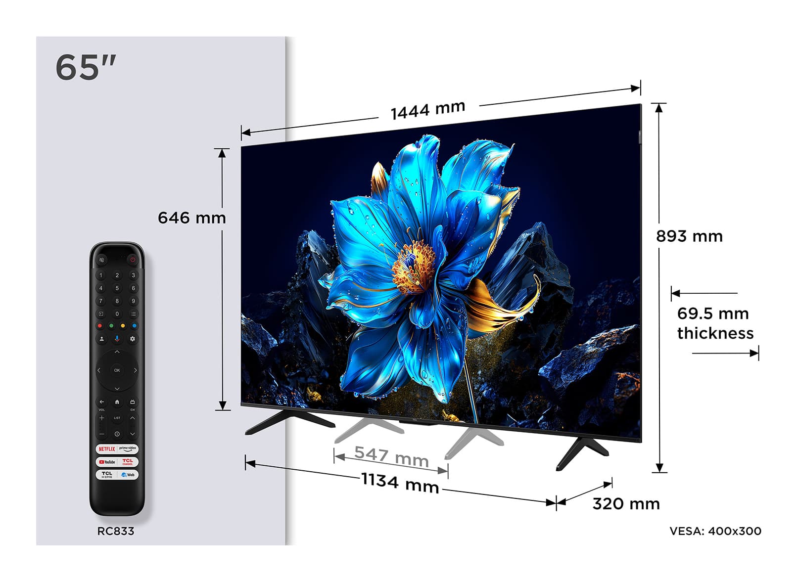 TCL P79K Serie Smart TV QLED 4K 65" 65P79K, Dolby Vision - Atmos, HDR10+, Google TV GARANZIA ITALIA