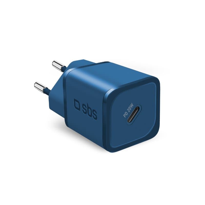 SBS TETRGAN1C20B Caricabatterie per dispositivi mobili Cuffie, Altoparlante portatile, Smartphone, Orologio intelligente, Tablet Blu AC Ricarica rapida Interno GARANZIA ITALIA