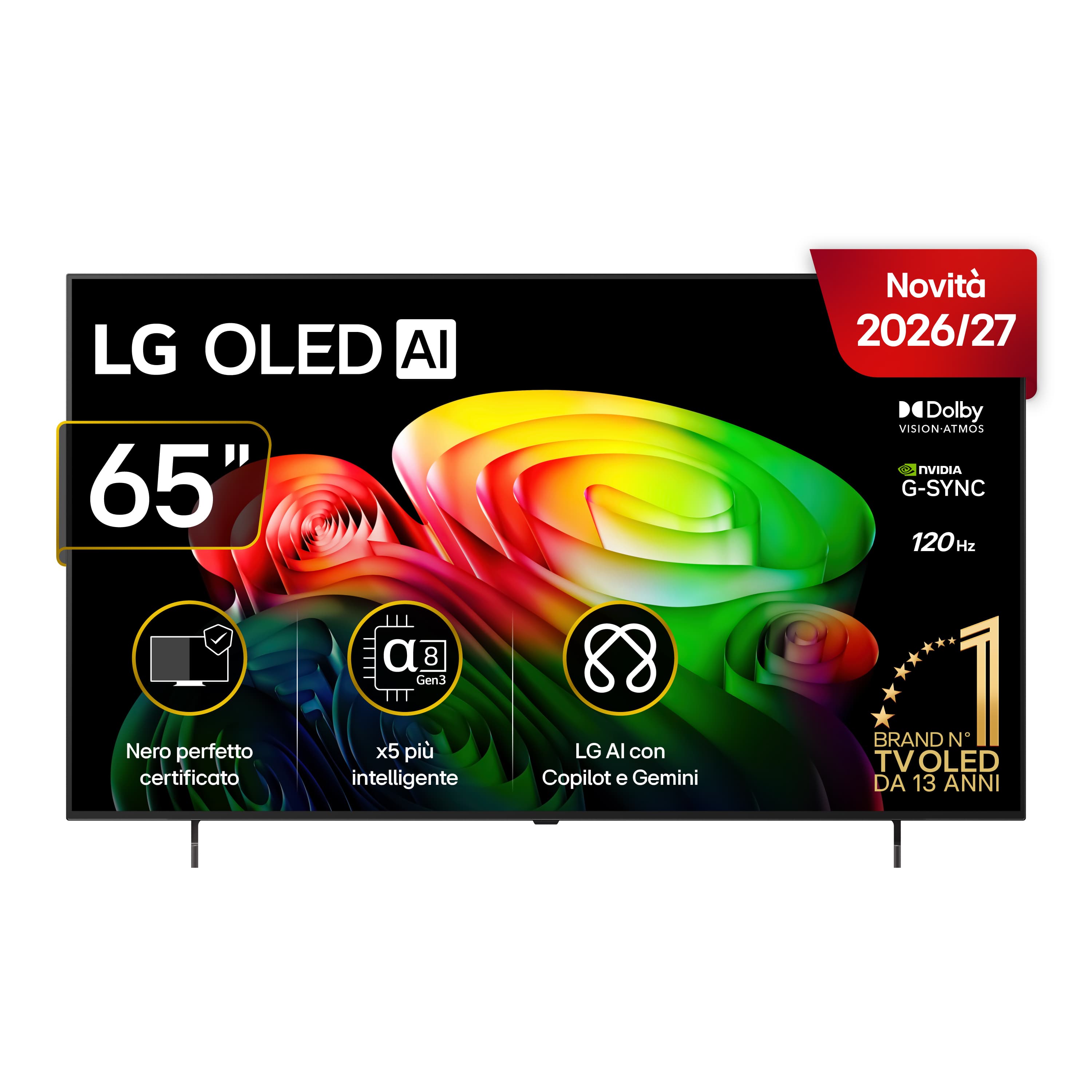 LG OLED AI 65'' Serie B6 OLED65B65LA, 4K, Nero perfetto, Dolby Vision, Processore α8 Gen3, 120Hz, G-Sync, SMART TV 2026 GARANZIA ITALIA