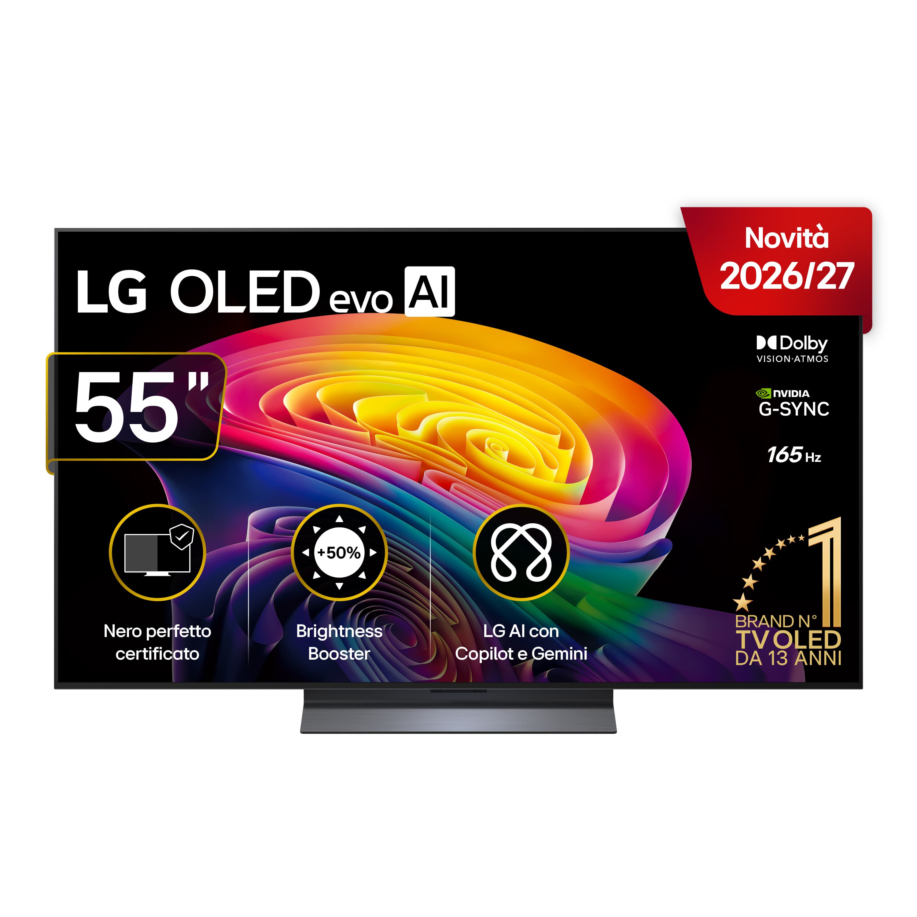 LG OLED evo AI 55'' Serie C6 OLED55C65LA, 4K, Brightness Booster, Processore α11 Gen3, VRR 165Hz,G-Sync, SMART TV 2026 GARANZIA ITALIA