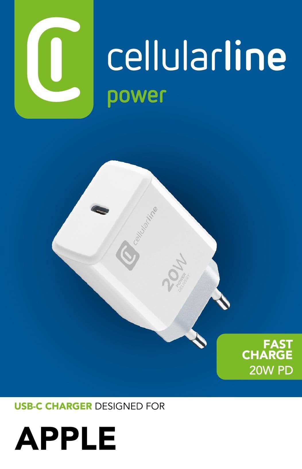 Cellularline USB-C Charger 20W - iPhone 8 or later GARANZIA ITALIA