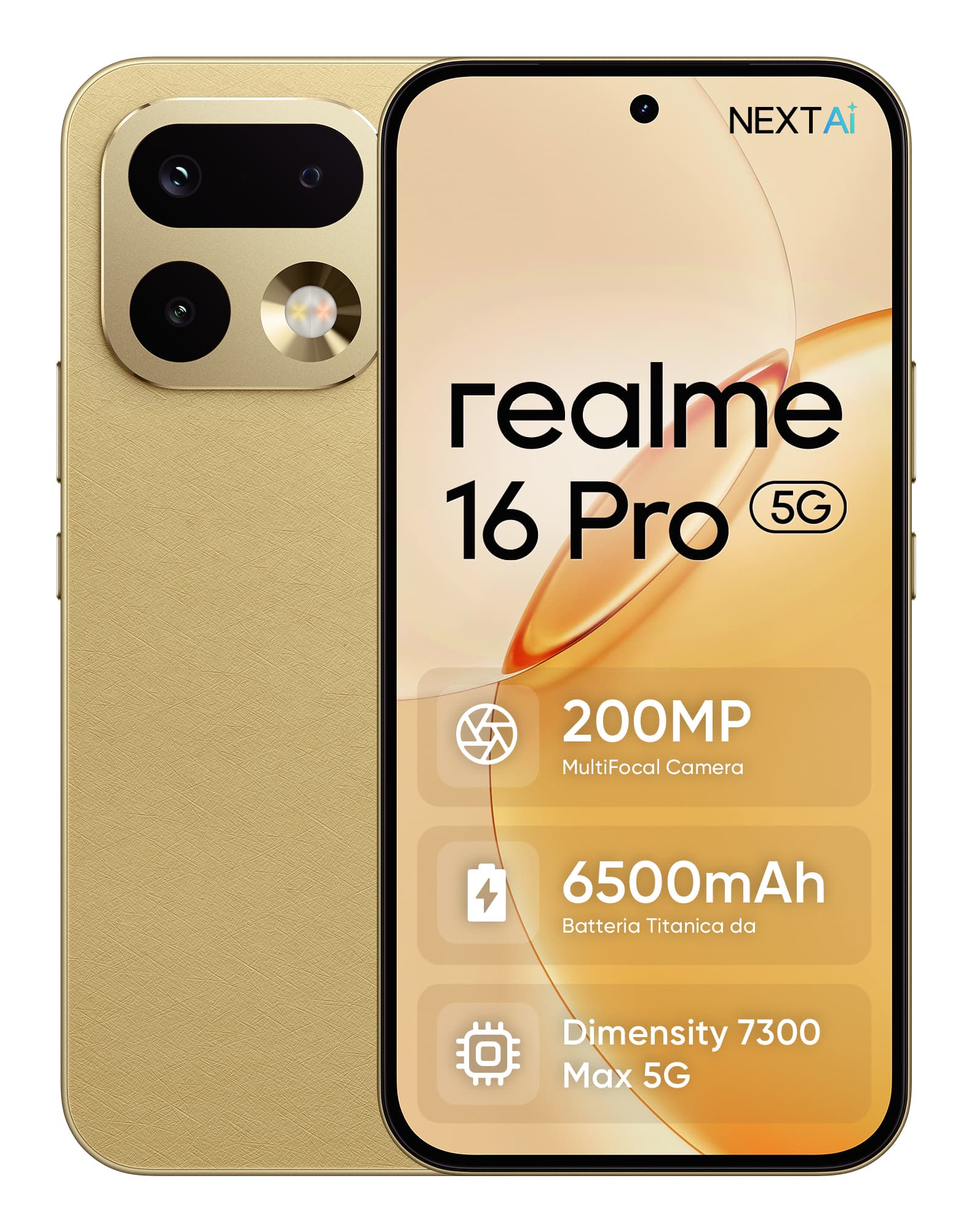 realme 16 Pro 17,3 cm (6.8") Doppia SIM 5G 8 GB 256 GB 6500 mAh Oro GARANZIA ITALIA