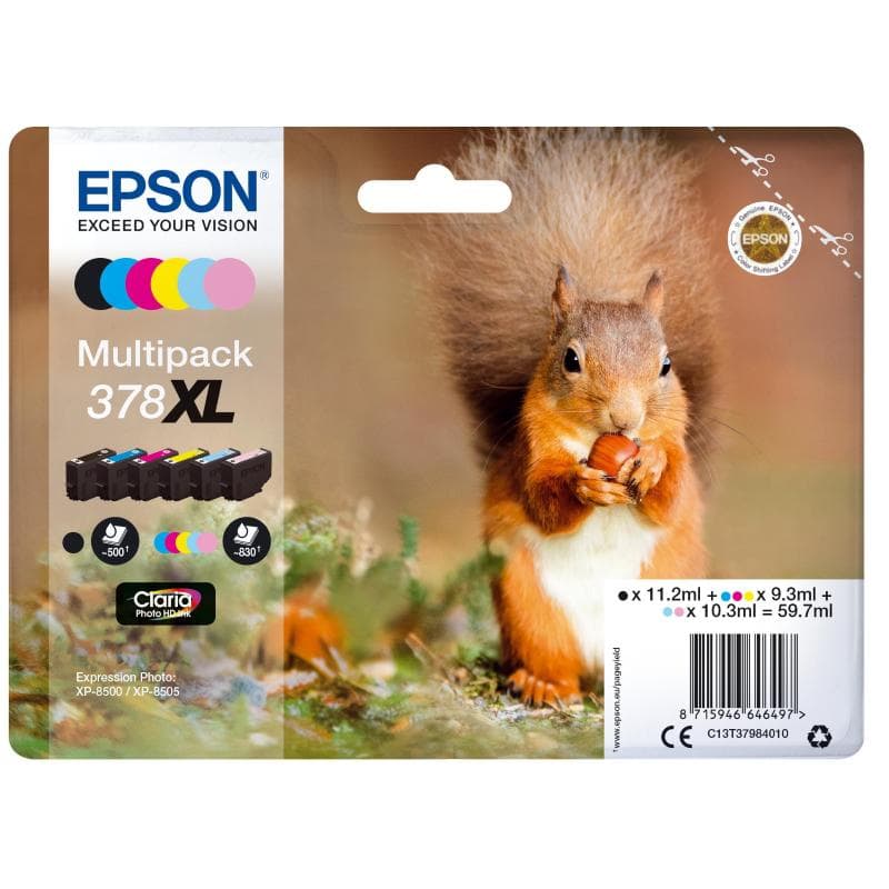 Epson multipack 378 xl cartucce ink conf da 6 nero + ciano + ciano chiaro + magenta + magenta chiaro + giallo