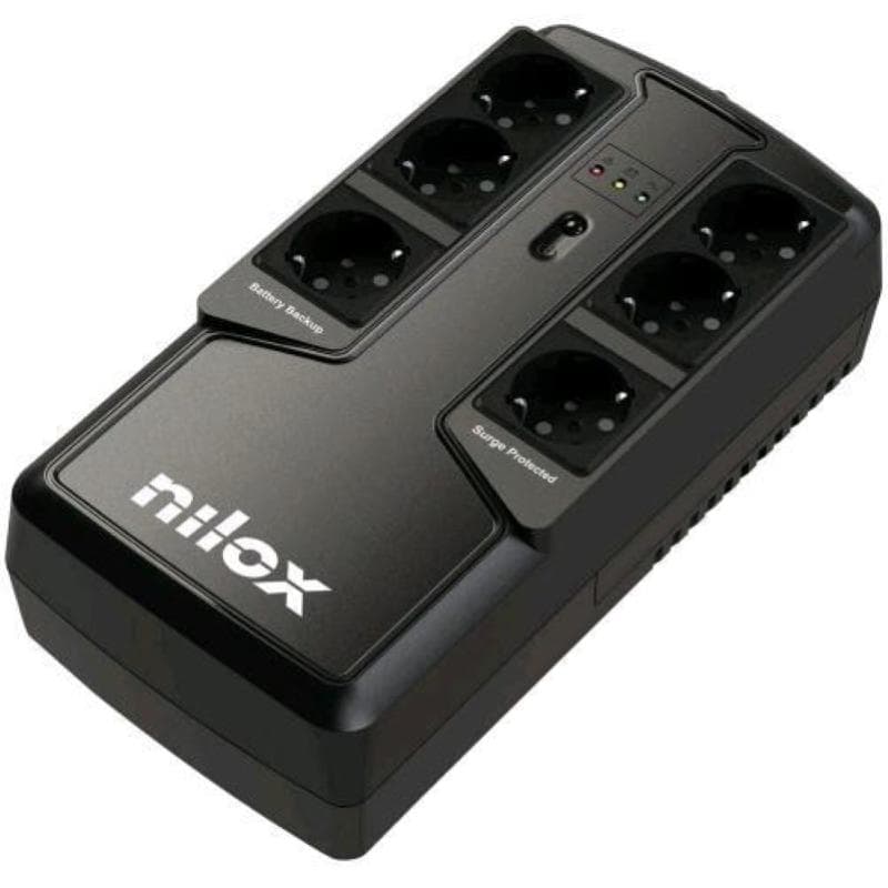 Nilox nxgclio8501x5v2 ups gruppo di continuita` avr 595 w 850 va connettori 6 x schuko tipo f