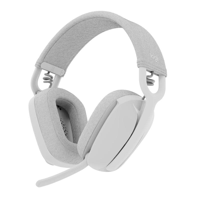 Logitech zone vibe 100 cuffie wireless over-ear leggere con microfono con eliminazione del rumore auricolare bluetooth multipoint compatibile con teams google meet zoom mac pc bianco